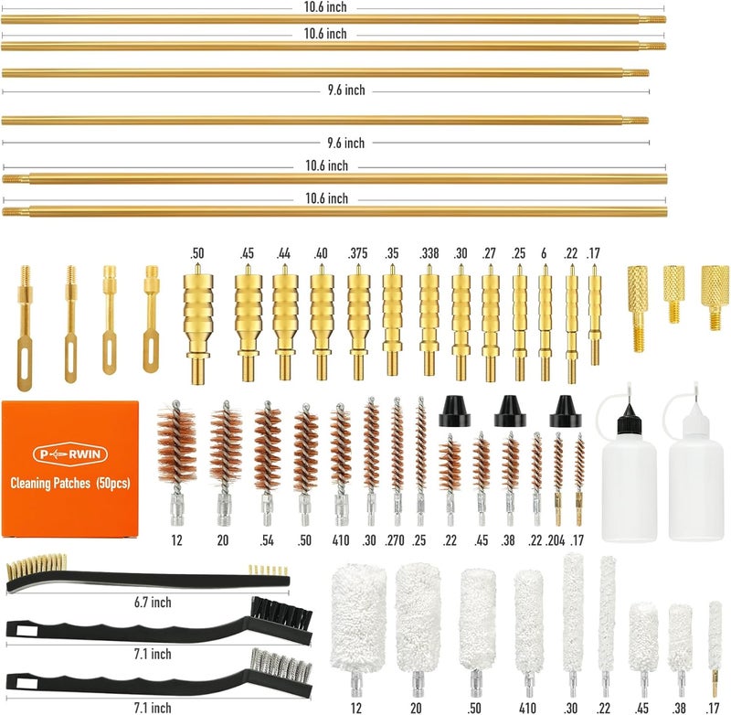 PERWIN Universal Gun Cleaning Kit for All Caliber Pistol Rifle Handgun Shotgun Hunting Cleaning Kit with Brass Rods and Tough Carrying Case, Gun Accessories Gifts for Men - Image 2